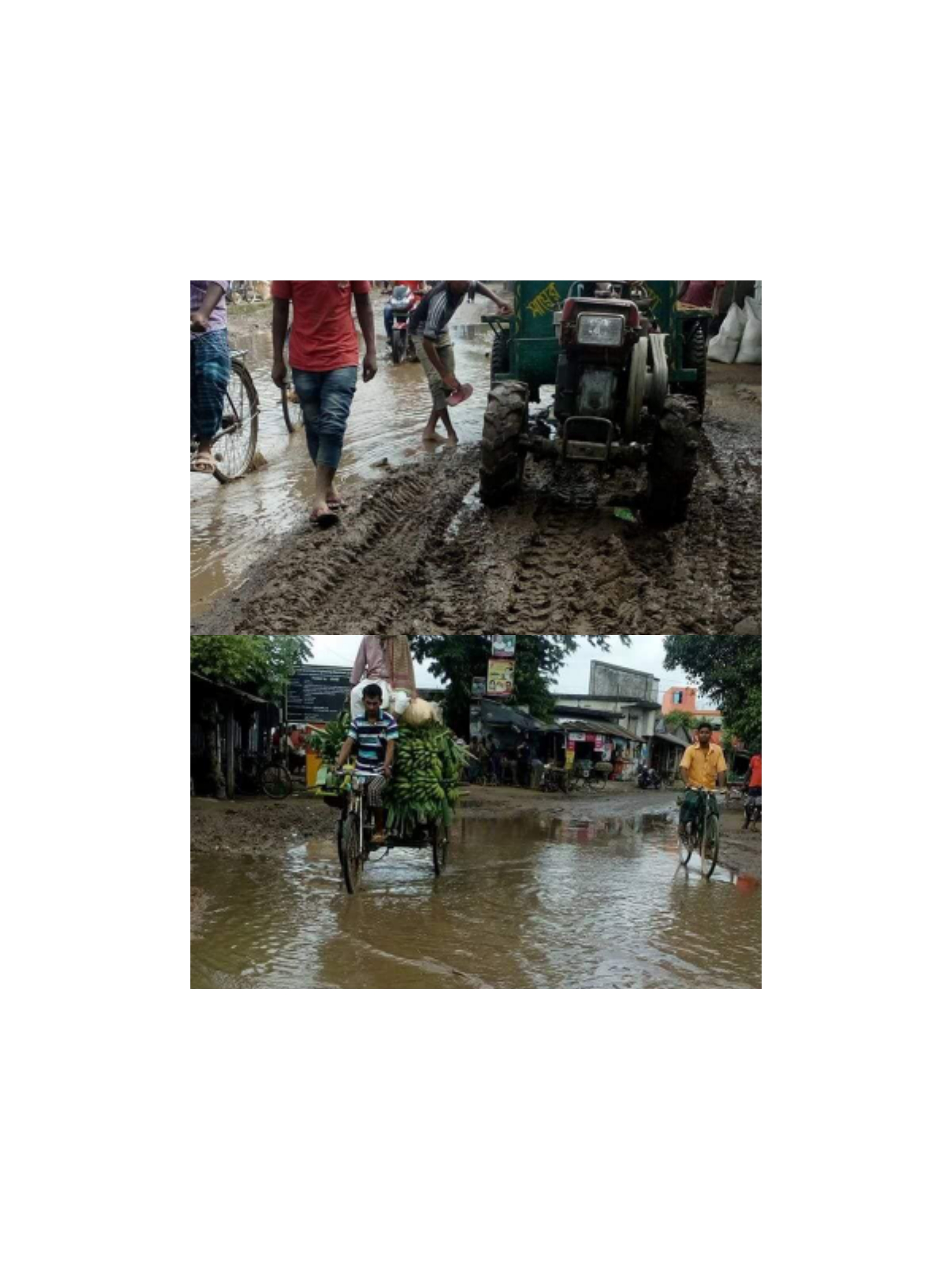 যশোরের চৌগাছার পুড়াপাড়া বাজারে বড়-বড় গর্তে সীমাহীন দুর্ভোগের শিকার এলাকাবাসী।