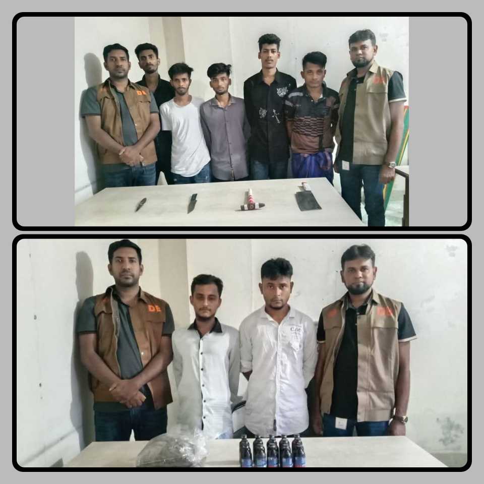 ঢাকা কেরাণীগঞ্জ থানাধীন ঝিলমিল প্রজেক্ট এর ভিতরে কর্তৃক বিশেষ অভিযানে ডাকাতির প্রস্তুতিকালে ৫ জন আসামী এবং ২ মাদক ব্যবসায়ী সহ সর্বমোট ৭ জন আসামী আটক